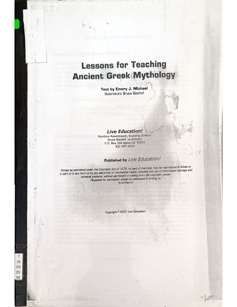 Lessons for Teaching Ancient Greek Mythology