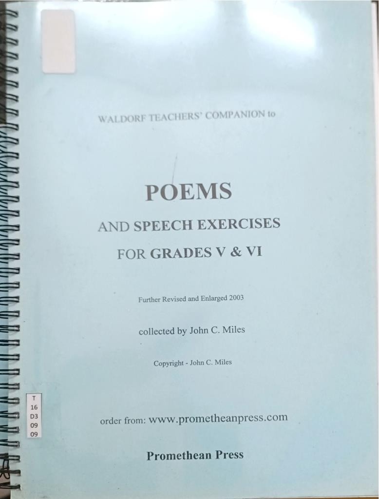 Poems And Speech Exercises For Grades V & VI