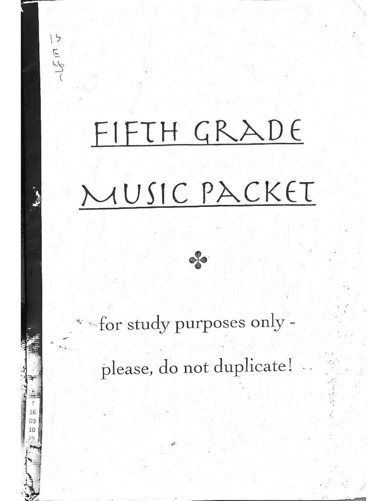 Fitth Grade Music Packet